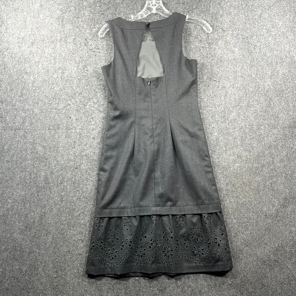 Rebecca Taylor Dress Women's 2 Gray Charcoal Sleeveless Wool Blend Crochet - Picture 6 of 7